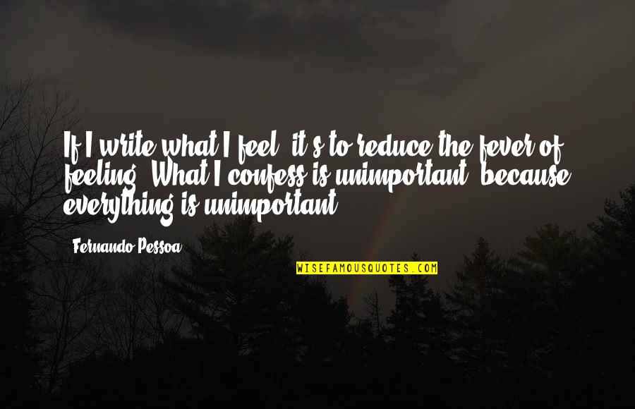 I Am Unimportant Quotes By Fernando Pessoa: If I write what I feel, it's to