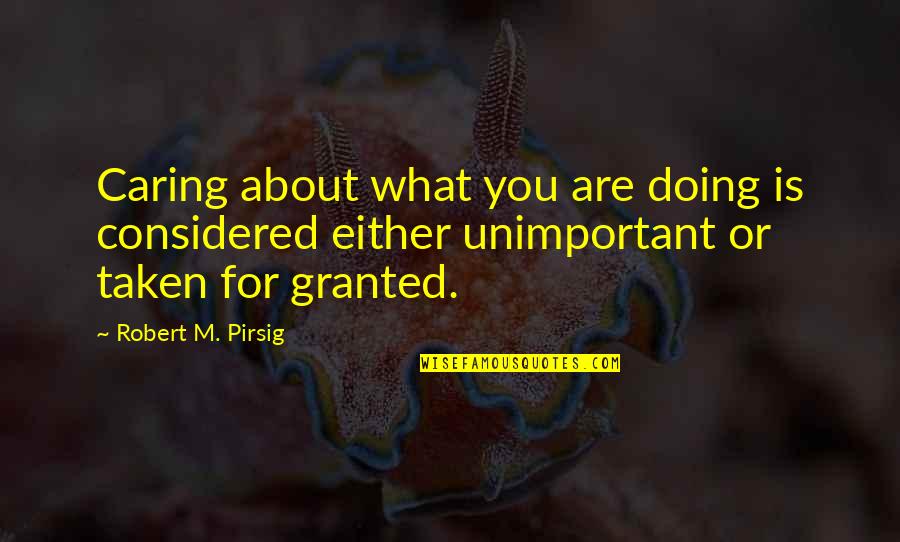 I Am Unimportant Quotes By Robert M. Pirsig: Caring about what you are doing is considered