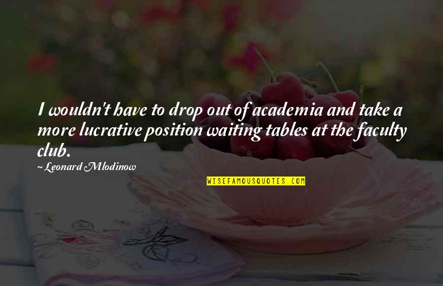 I Am Waiting For You Quotes By Leonard Mlodinow: I wouldn't have to drop out of academia
