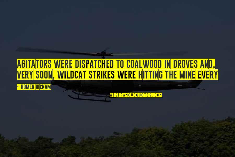 I Am Wildcat Quotes By Homer Hickam: Agitators were dispatched to Coalwood in droves and,