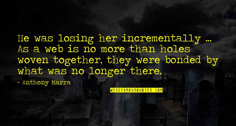 I Am Woven Quotes By Anthony Marra: He was losing her incrementally ... As a I Am Woven Quotes By Anthony Marra: He was losing her incrementally ... As a