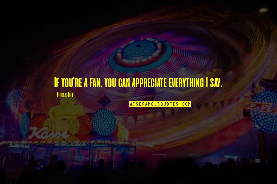 I Appreciate You Quotes By Lucas Till: If you're a fan, you can appreciate everything