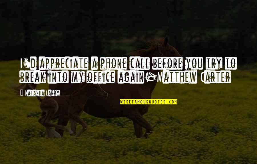 I Appreciate You Quotes By Natasha Larry: I'd appreciate a phone call before you try