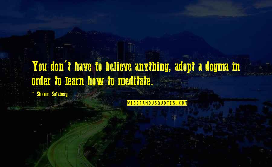 I Became Fool Quotes By Sharon Salzberg: You don't have to believe anything, adopt a