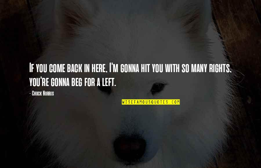 I Beg You Quotes By Chuck Norris: If you come back in here, I'm gonna