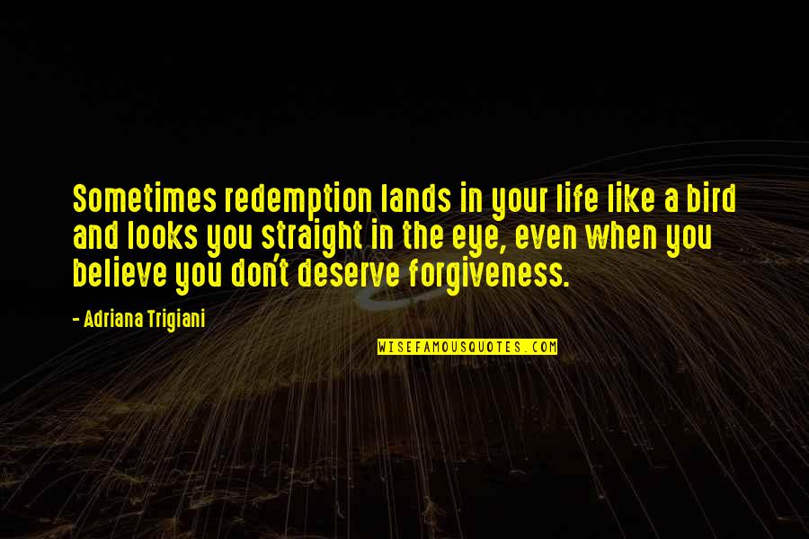 I Believe In Forgiveness Quotes By Adriana Trigiani: Sometimes redemption lands in your life like a