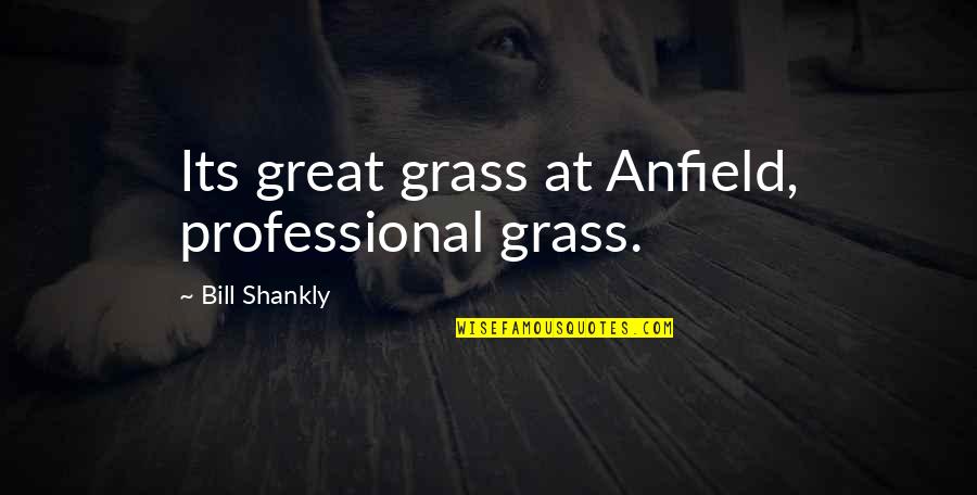 I Believe In Pink Quotes By Bill Shankly: Its great grass at Anfield, professional grass.