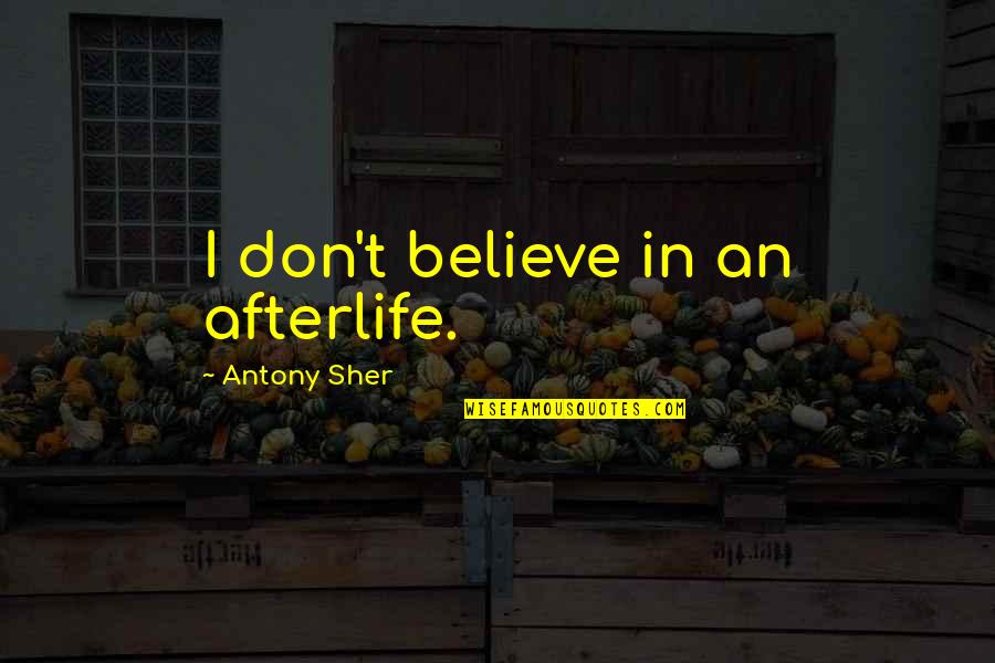 I Believe In Quotes By Antony Sher: I don't believe in an afterlife. I Believe In Quotes By Antony Sher: I don't believe in an afterlife.