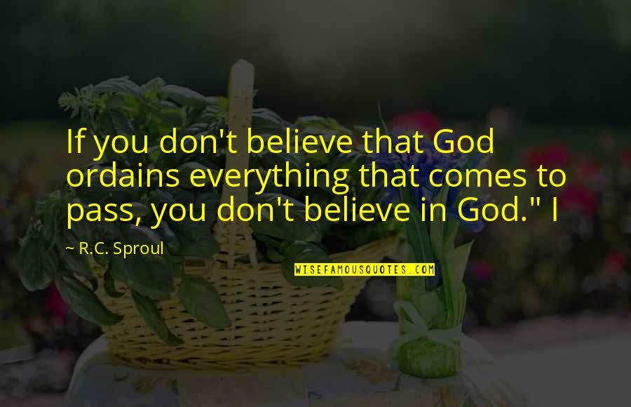 I Believe That God Quotes By R.C. Sproul: If you don't believe that God ordains everything