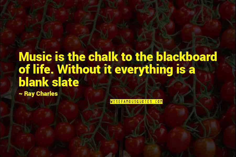 I Blank You Quotes By Ray Charles: Music is the chalk to the blackboard of