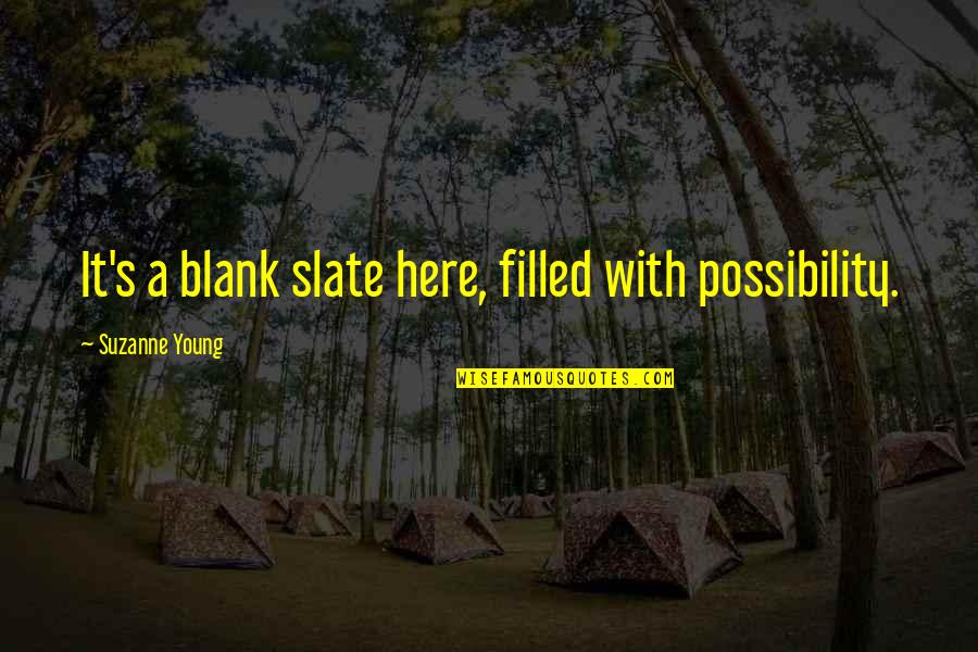 I Blank You Quotes By Suzanne Young: It's a blank slate here, filled with possibility. I Blank You Quotes By Suzanne Young: It's a blank slate here, filled with possibility.