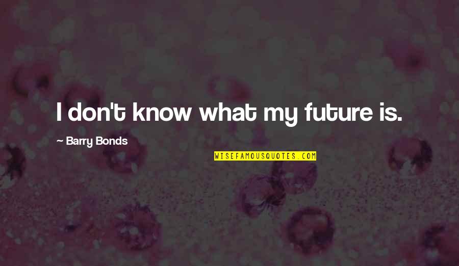 I Bonds Quotes By Barry Bonds: I don't know what my future is. I Bonds Quotes By Barry Bonds: I don't know what my future is.