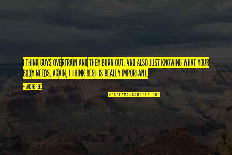 I Burn Quotes By Andre Reed: I think guys overtrain and they burn out. I Burn Quotes By Andre Reed: I think guys overtrain and they burn out.