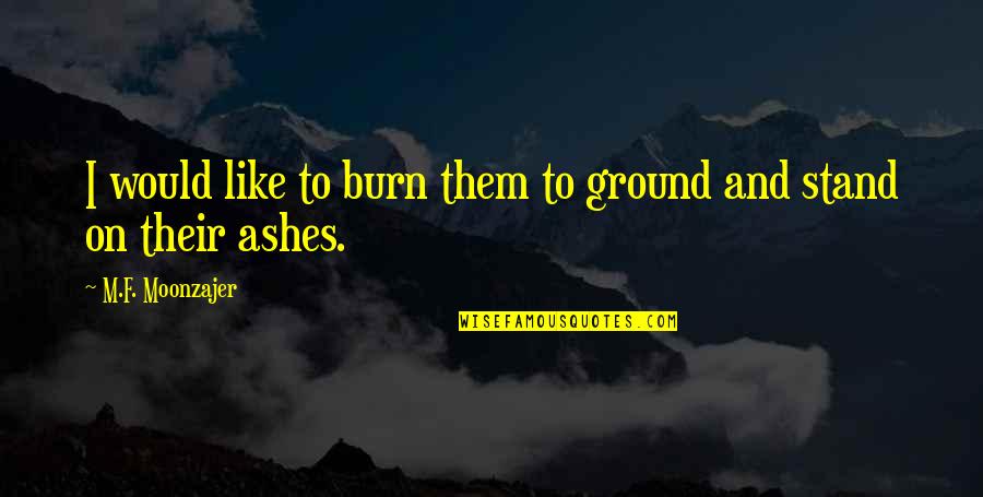 I Burn Quotes By M.F. Moonzajer: I would like to burn them to ground