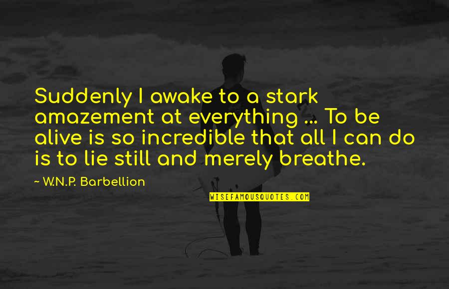 I Can Breathe Quotes By W.N.P. Barbellion: Suddenly I awake to a stark amazement at