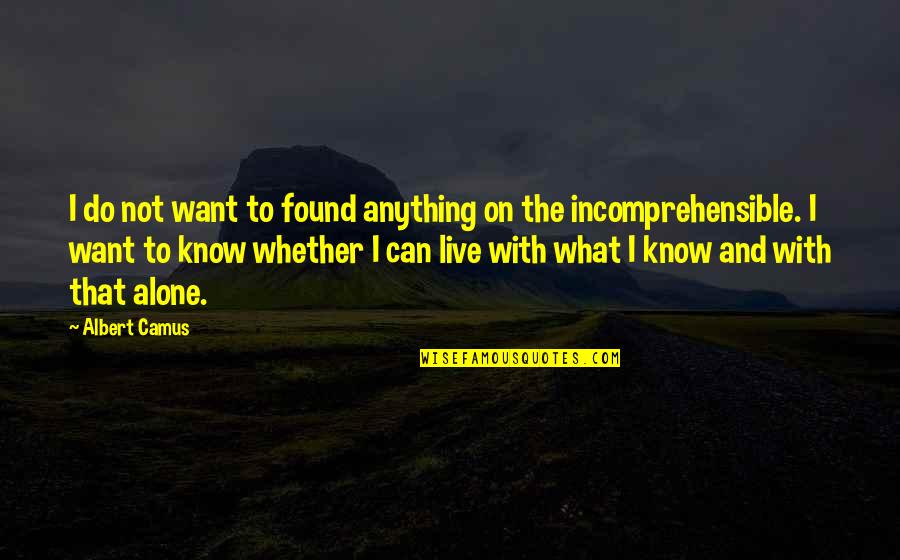 I Can Live Alone Quotes By Albert Camus: I do not want to found anything on