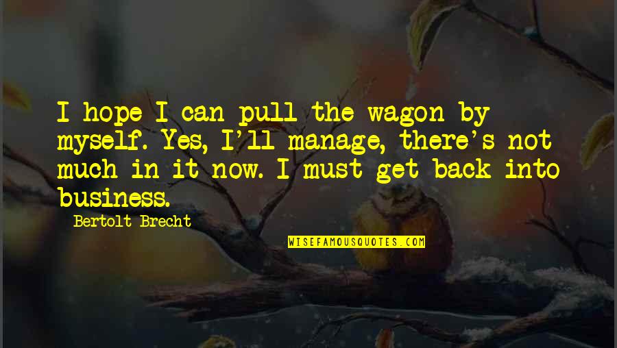 I Can Manage Myself Quotes By Bertolt Brecht: I hope I can pull the wagon by