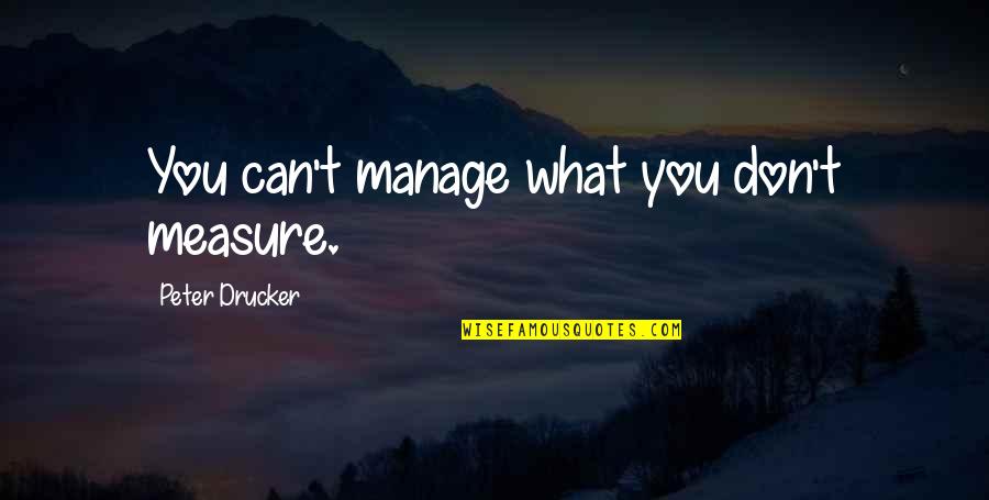 I Can Manage On My Own Quotes By Peter Drucker: You can't manage what you don't measure. I Can Manage On My Own Quotes By Peter Drucker: You can't manage what you don't measure.