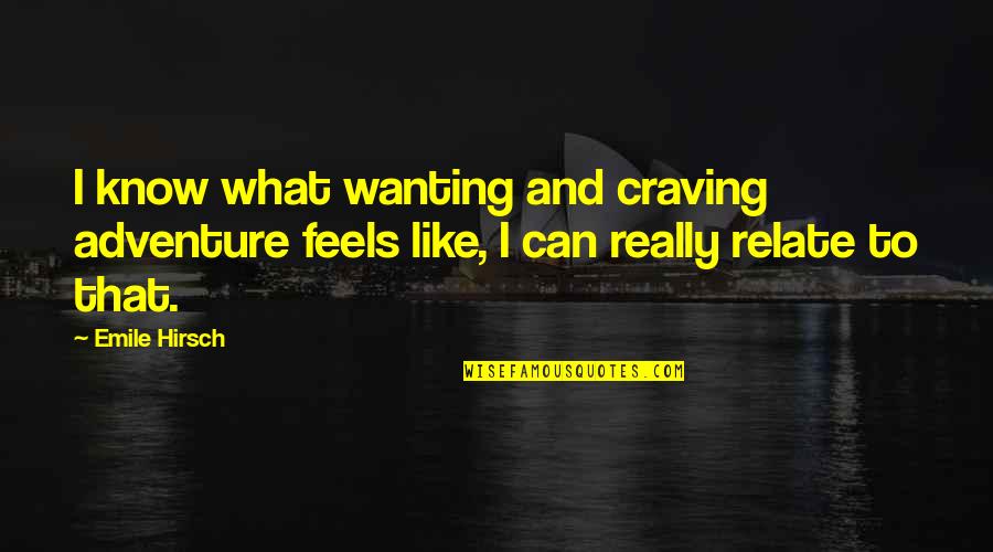 I Can Relate To That Quotes By Emile Hirsch: I know what wanting and craving adventure feels