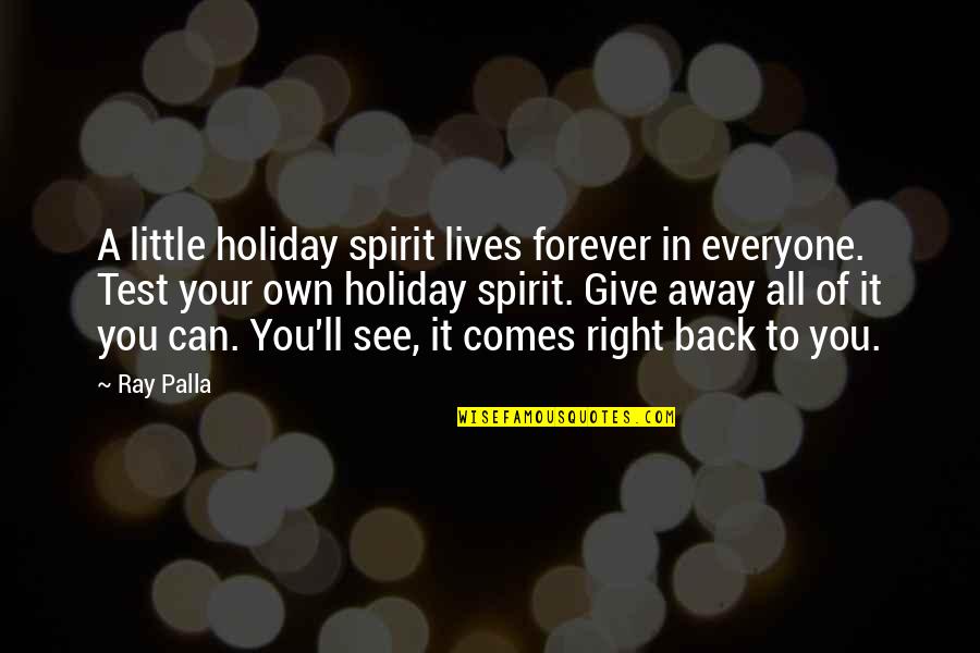 I Can See Right Thru You Quotes By Ray Palla: A little holiday spirit lives forever in everyone.