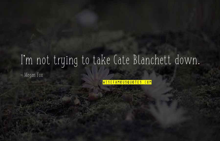 I Can't Explain Myself Quotes By Megan Fox: I'm not trying to take Cate Blanchett down.