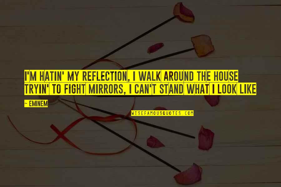 I Can't Fight For You Quotes By Eminem: I'm hatin' my reflection, I walk around the