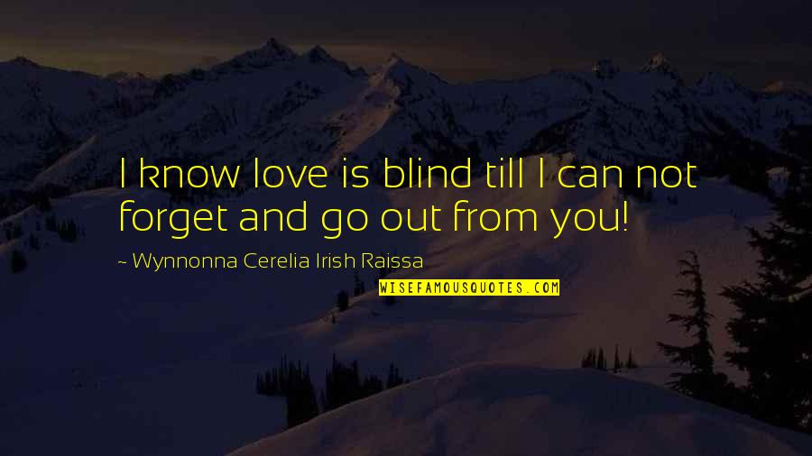 I Can't Forget You Love Quotes By Wynnonna Cerelia Irish Raissa: I know love is blind till I can