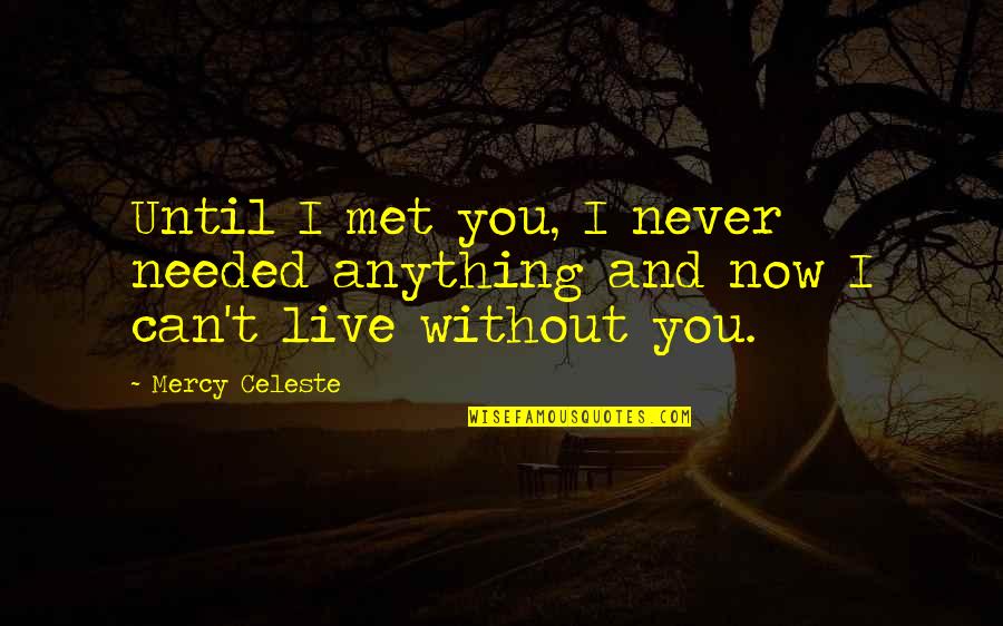 I Can't Live Without Quotes By Mercy Celeste: Until I met you, I never needed anything