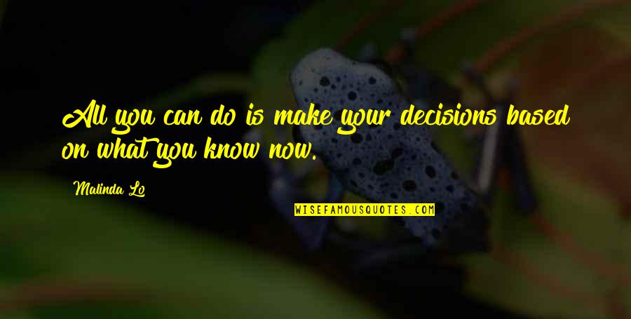 I Can't Make Decisions Quotes By Malinda Lo: All you can do is make your decisions