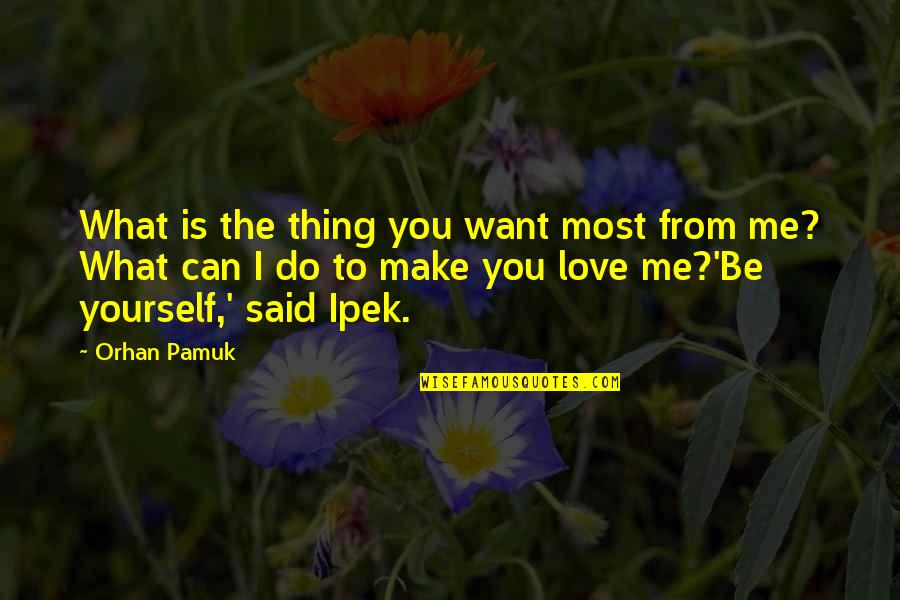 I Can't Make You Want Me Quotes By Orhan Pamuk: What is the thing you want most from