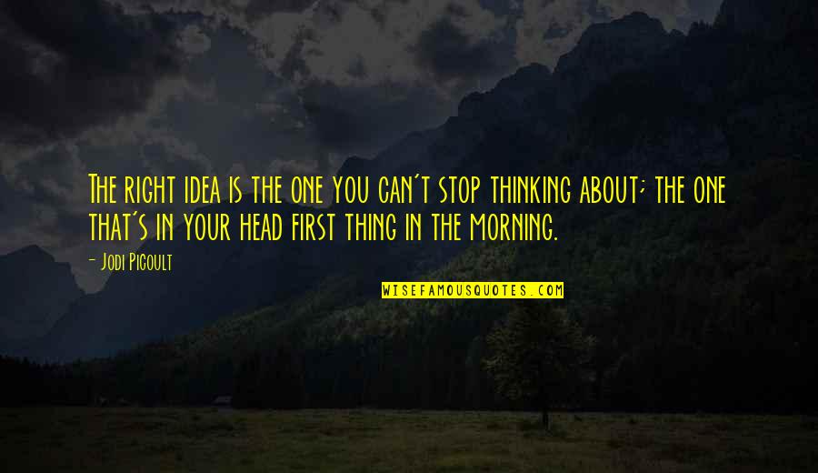 I Can't Stop Thinking About You Quotes By Jodi Picoult: The right idea is the one you can't