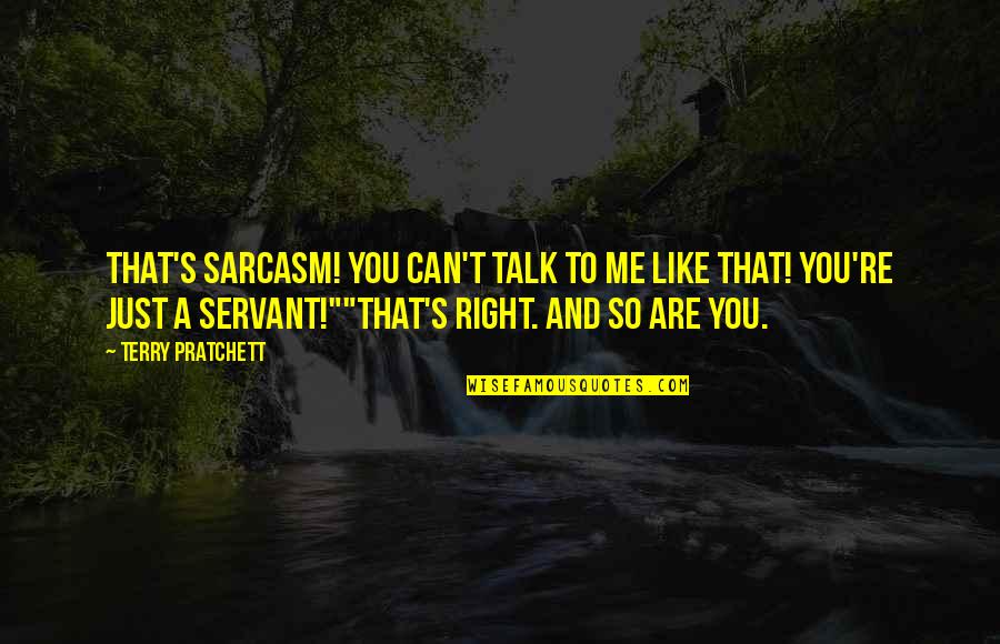 I Can't Talk Right Now Quotes By Terry Pratchett: That's sarcasm! You can't talk to me like