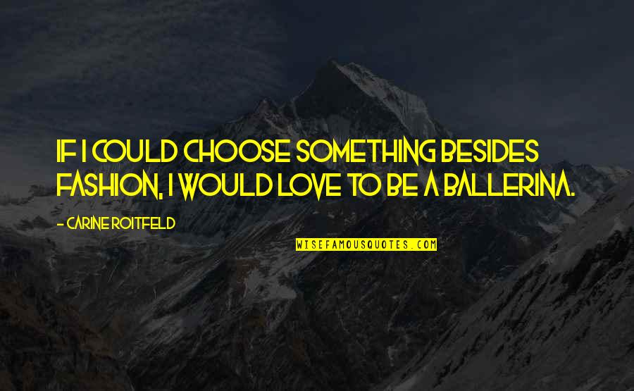 I Choose To Love Quotes By Carine Roitfeld: If I could choose something besides fashion, I