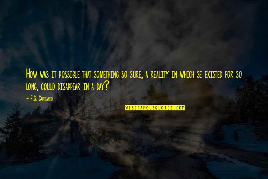 I Could Disappear Quotes By F.G. Capitanio: How was it possible that something so sure,