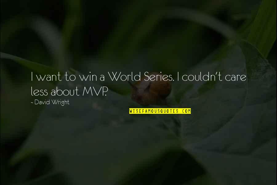 I Couldn Care Less Quotes By David Wright: I want to win a World Series. I
