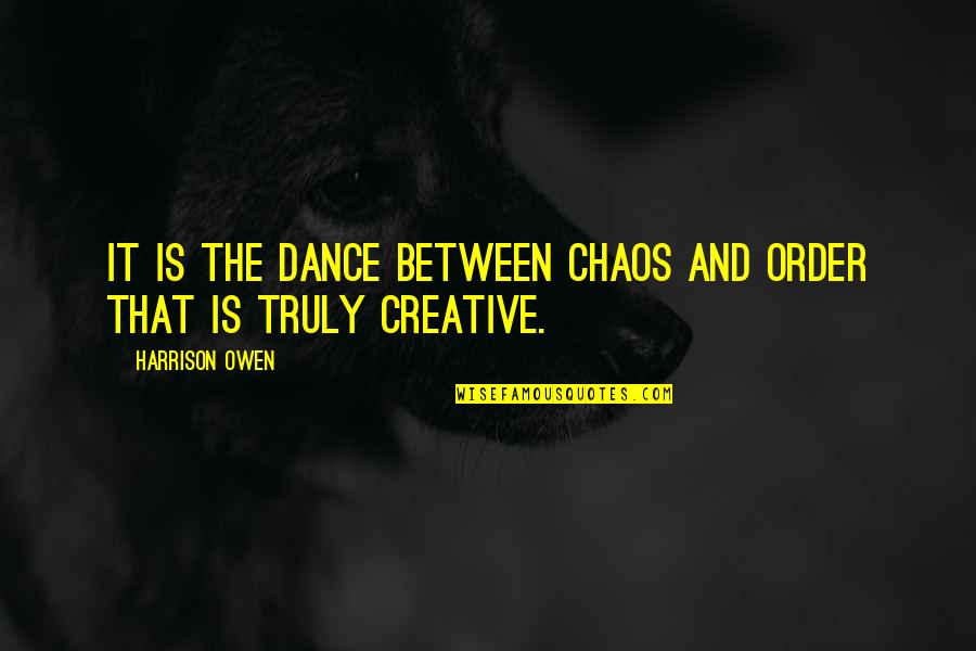 I Crowd Laughed Quotes By Harrison Owen: It is the dance between chaos and order