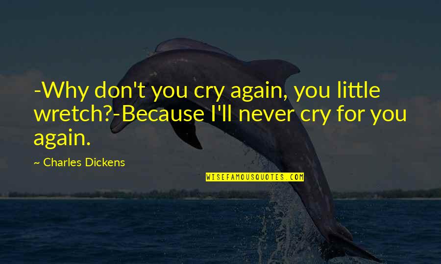 I Cry For You Quotes By Charles Dickens: -Why don't you cry again, you little wretch?-Because I Cry For You Quotes By Charles Dickens: -Why don't you cry again, you little wretch?-Because