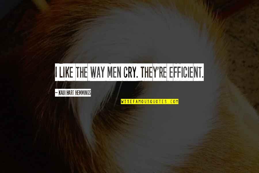 I Cry Quotes By Kaui Hart Hemmings: I like the way men cry. They're efficient. I Cry Quotes By Kaui Hart Hemmings: I like the way men cry. They're efficient.