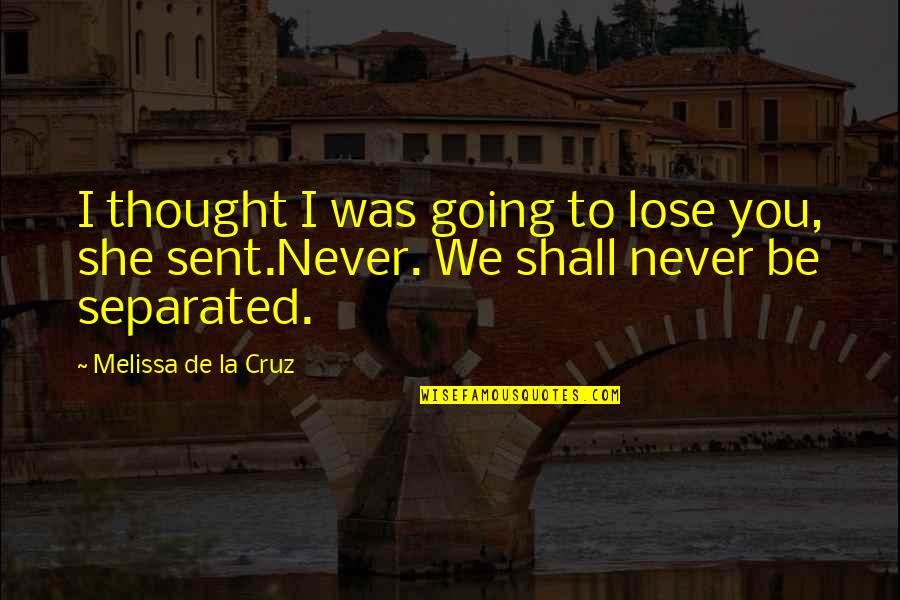 I Cut Myself Because Quotes By Melissa De La Cruz: I thought I was going to lose you,