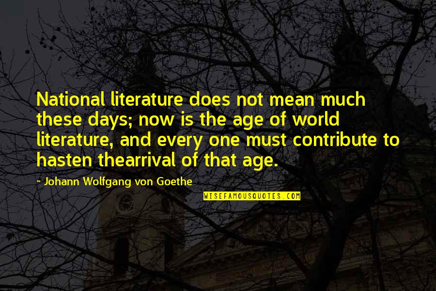 I Dare You To Be 100 You Quotes By Johann Wolfgang Von Goethe: National literature does not mean much these days;