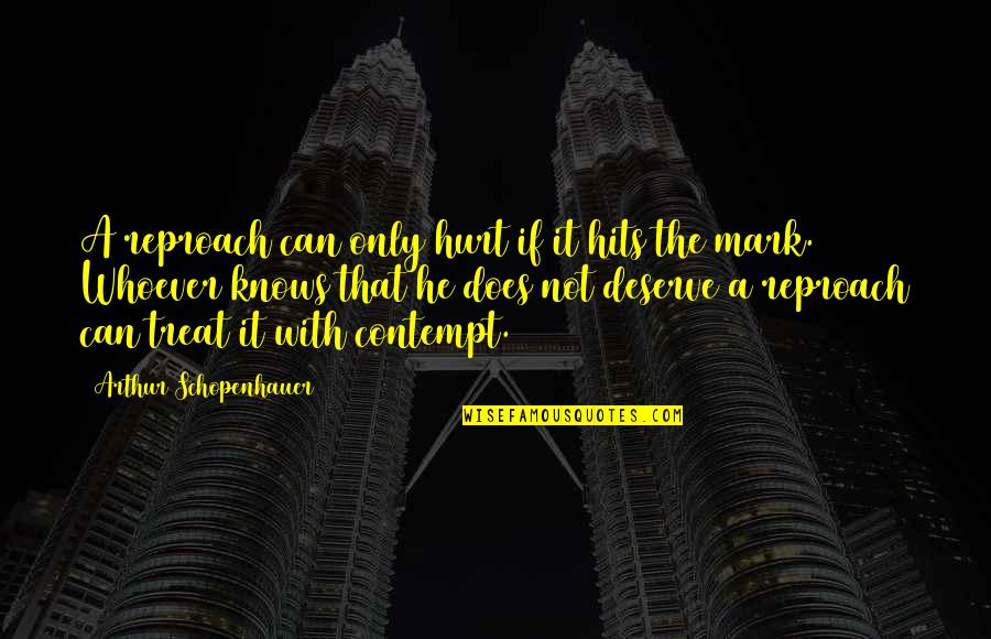 I Deserve A Treat Quotes By Arthur Schopenhauer: A reproach can only hurt if it hits I Deserve A Treat Quotes By Arthur Schopenhauer: A reproach can only hurt if it hits