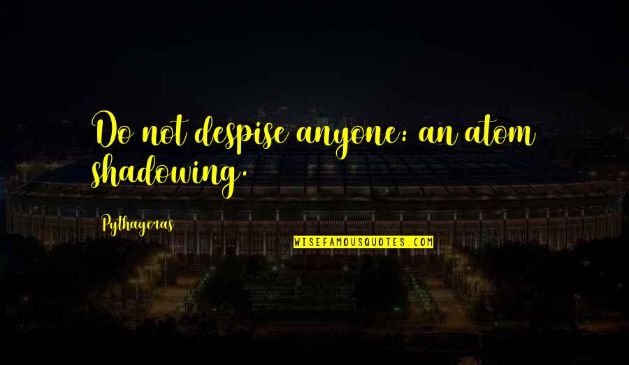 I Despise You Quotes By Pythagoras: Do not despise anyone: an atom shadowing. I Despise You Quotes By Pythagoras: Do not despise anyone: an atom shadowing.