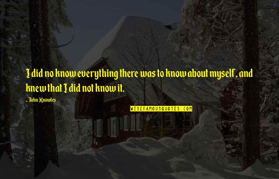 I Did It Myself Quotes By John Knowles: I did no know everything there was to