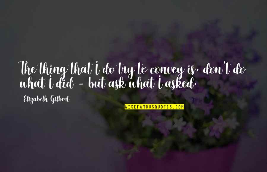 I Did Try Quotes By Elizabeth Gilbert: The thing that I do try to convey