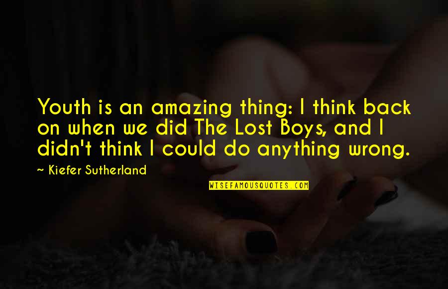 I Didn't Do Anything Quotes By Kiefer Sutherland: Youth is an amazing thing: I think back