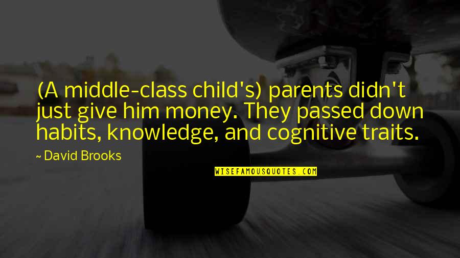 I Didn't Give Up Quotes By David Brooks: (A middle-class child's) parents didn't just give him I Didn't Give Up Quotes By David Brooks: (A middle-class child's) parents didn't just give him