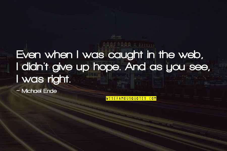I Didn't Give Up Quotes By Michael Ende: Even when I was caught in the web,