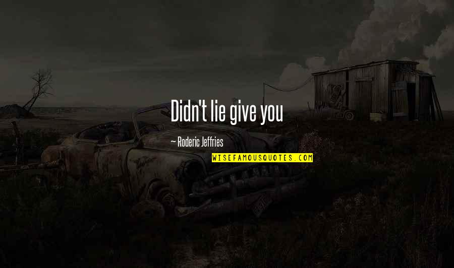 I Didn't Give Up Quotes By Roderic Jeffries: Didn't lie give you