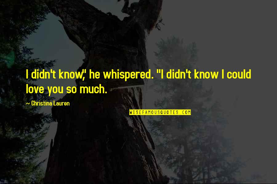 I Didn't Love You Quotes By Christina Lauren: I didn't know," he whispered. "I didn't know