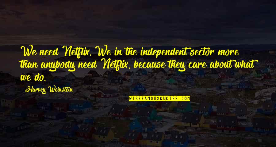 I Do It Because I Care Quotes By Harvey Weinstein: We need Netflix. We in the independent sector I Do It Because I Care Quotes By Harvey Weinstein: We need Netflix. We in the independent sector